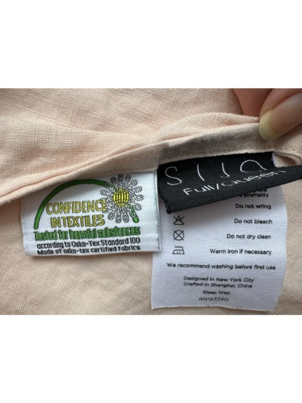 SIJO Single Full Queen Pillowcase French Flax Linen Envelope Peach Pink 31 X 22